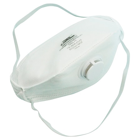 Condor Disposable Respirator, N95, Flat-Fold, Single, Non-Adjustable, Metal Nose Clip, M 22EL77