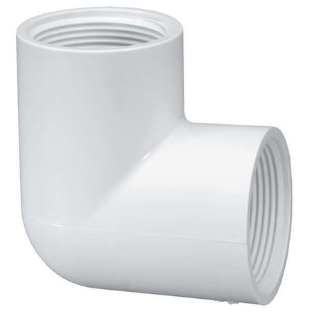 Zoro Select PVC Elbow, 90 Degrees, FNPT x FNPT, 3/4 in Pipe Size 408007