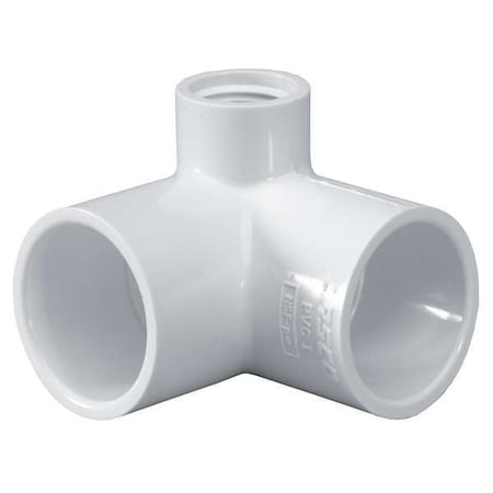 Zoro Select PVC Elbow, 90 Degrees, Side Outlet, Socket x Socket x FNPT, 1/2 in Pipe Size 414005
