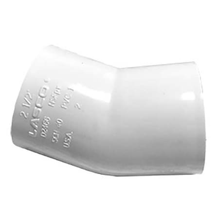 Zoro Select PVC Elbow, 22-1/2 Degrees, Socket x Socket, 1-1/2 in Pipe Size 465015