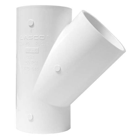 Zoro Select PVC Wye, Socket x Socket, 4 in Pipe Size 475040