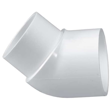 Zoro Select PVC Elbow, 45 Degrees, Spigot x Socket, 2-1/2 in Pipe Size 423025