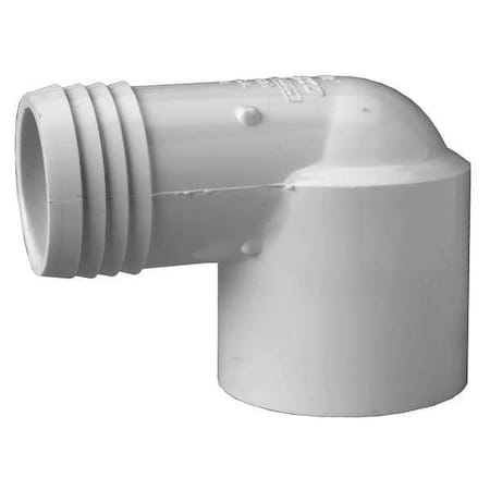 Zoro Select PVC Elbow, 90 Degrees, Insert x Slip, 1-1/2 in Pipe Size 127957