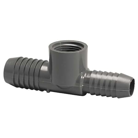 Zoro Select PVC Female Adapter Reducing Tee, Insert x Insert x FNPT, 1 in x 3/4 in x 3/4 in Pipe Size 1402125