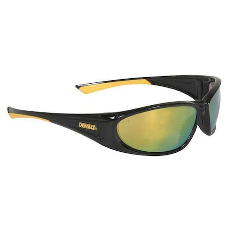 Dewalt Gable, Safety Glasses, Anti-Scratch, Amber Mirror Lens, Black, Yellow Frame, Full-Frame DPG98-YD