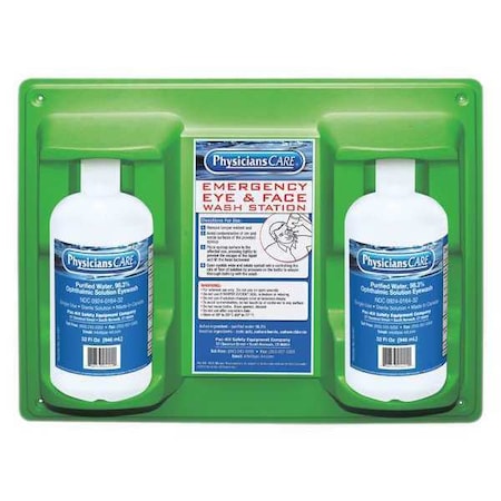 Physicianscare Single Use Eyewash Station, 2 32 oz Bottles Included, Isotonic Buffered Solution, 2 year Shelf Life 54613