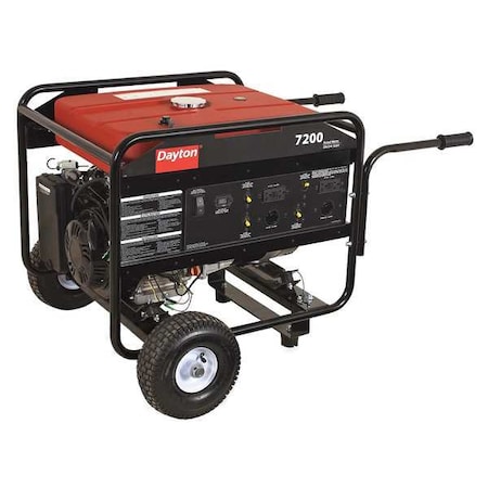 Dayton Portable Generator, Gasoline, 7,200 W Rated, 13,400 W Surge, Electric, Recoil Start, 120/240V AC GEN-8000-0GRE