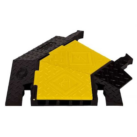 Yellow Jacket Cable Protector 45 Deg Right Turn, 1-7/8 in H, 2 ft L, 19-3/4 in W, 5 Channel, Polyurethane YJ5TR-125-Y/B