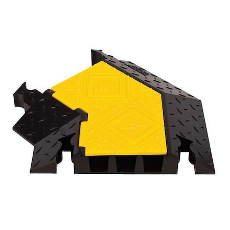 Yellow Jacket Cable Protector 45 Deg Left Turn, 2-7/8 in H, 23-1/2 in L, 18-3/4 in W, 3 Channel, Polyurethane YJ3TL-225-Y/B