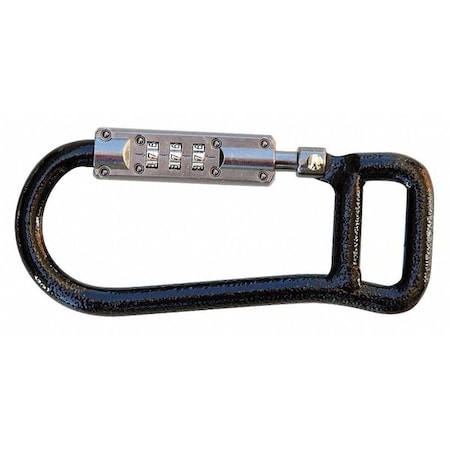 Lockstraps Locking Carabiner Clip, Combination Lock, Steel, Black 801