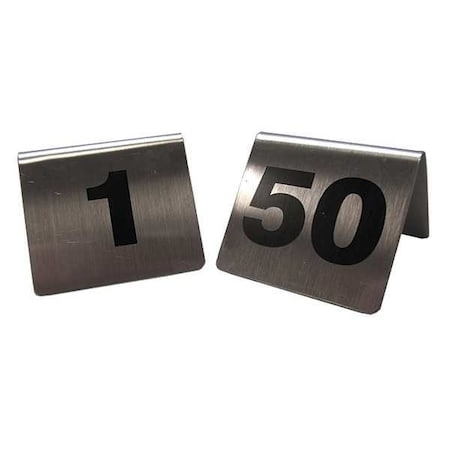 Tablecraft Number Tents, 1-50, SS, Silver, PK50 T150