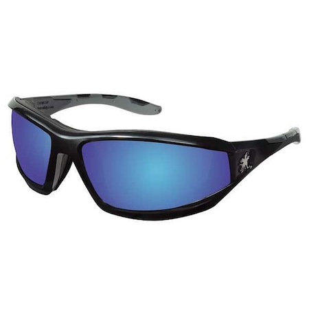 Mcr Safety Swagger (RP2), Safety Glasses, Anti-Scratch, Blue Mirror Lens, Black Frame, Full-Frame RP218B