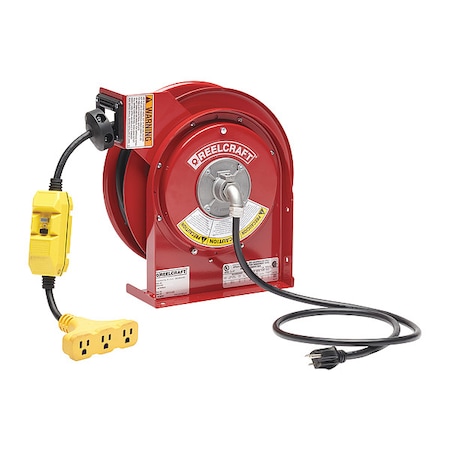 Reelcraft Power Cord Reel with 45 ft. Cord 3-Outlet 12/3 L 4545 123 9G