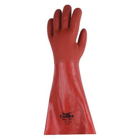 Condor Chemical Resistant Gloves, PVC, 18 in L, Not Applicable, Brown, Red, L, 1 PR 22KA61