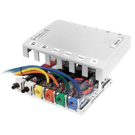 Hubbell Premise Wiring Surface Mount Box, 12 Ports, White HSB12W