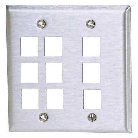 Hubbell Premise Wiring Plate, 9 Ports, Gray SSF209