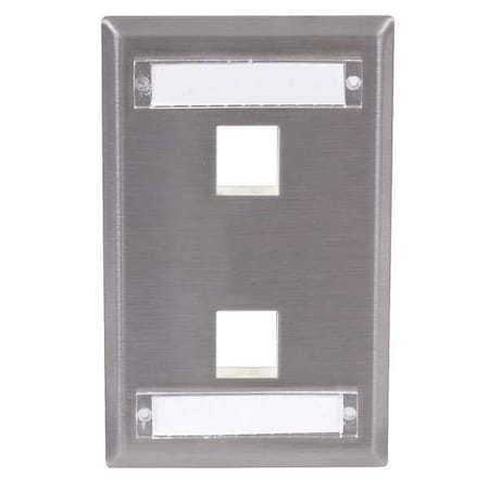 Hubbell Premise Wiring Plate, 2 Ports, Gray SSFL12