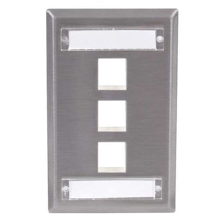 Hubbell Premise Wiring Plate, 3 Ports, Gray SSFL13