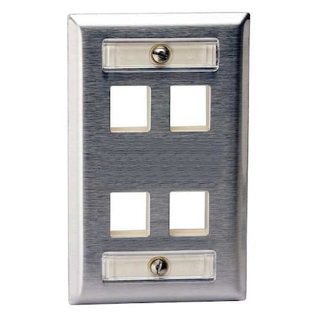 Hubbell Premise Wiring Plate, 4 Ports, Gray SSFL14