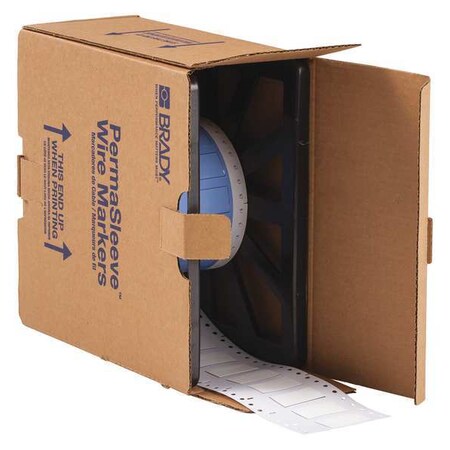 Brady SleeveLabel, White, Polyolefin, 1/2inW PS-500-150-WT