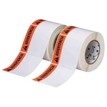 Brady Thermal Transfer Label, Orange/Black/White, Labels/Roll: 1000 THTEL-161-483-1-AV