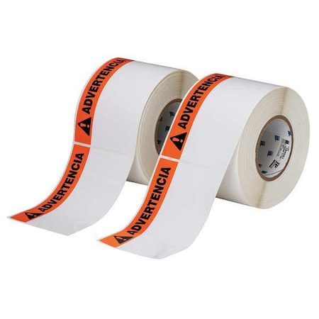 Brady Thermal Transfer Label, Orange/Black/White, Labels/Roll: 1000 THTEL-25-483-1-AV