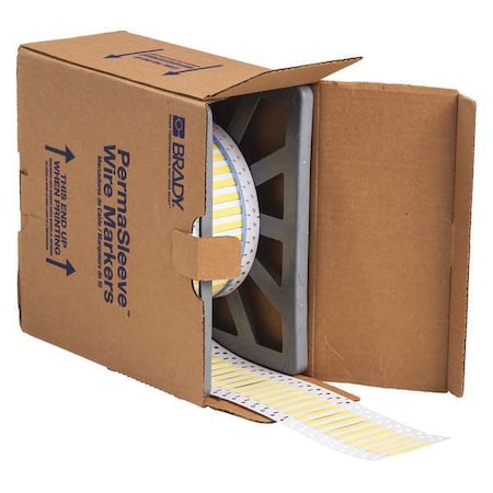 Brady SleeveLabel, Yellow, Polyolefin, 1/8inW 3PS-125-2-YL