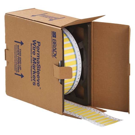 Brady SleeveLabel, Yellow, Polyolefin, 3/8inW 3PS-250-2-YL