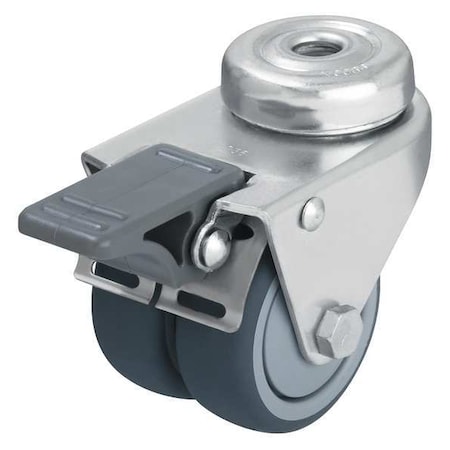 Zoro Select Dual Wheel Caster, Swivel, Therm Rubber, 2 in, 176 lb LMDA-TPA 50KF-FI