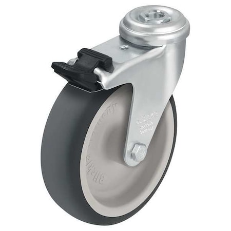 Zoro Select Kingpin Swivel Caster, Therm Rubber, 4 in., 154 lb. LRA-TPA 100G-FI