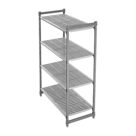 Cambro Starter Shelving Unit, Vented Style, 24 in D, 60 in W, 72 in H, 4 Shelves, Brushed Graphite EACBU246072V4580