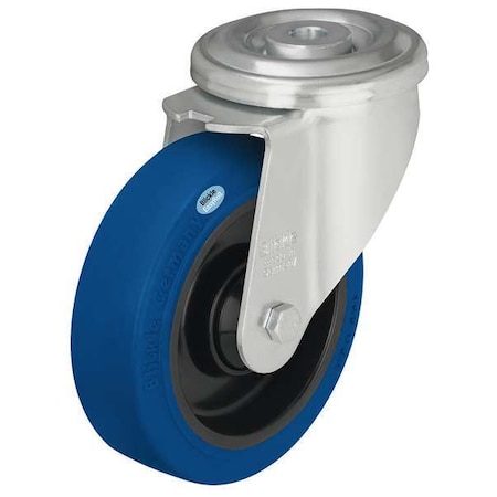 Zoro Select Kingpin Swivel Caster, Rubber, 3-1/8 in, 300 lb, Blu LER-POEV 80R-SB
