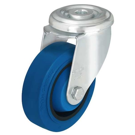 Zoro Select Kingpin Swivel Caster, Rubber, 4 in, 330 lb, Blu LER-POEV 102KA-SB