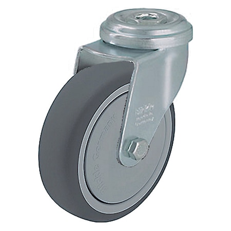 Zoro Select Kingpin Swivel Caster, Therm Rubber, 3 in., 165 lb. LRXA-TPA 75KFD