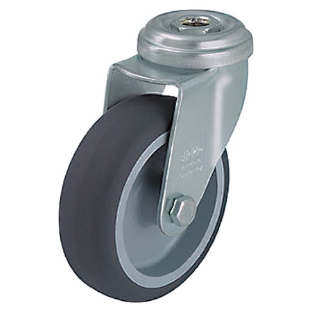 ZORO SELECT Kingpin Swivel Caster, Thrm Rubber, 3 in, 165 lb, Gry LRXA-TPA 75G