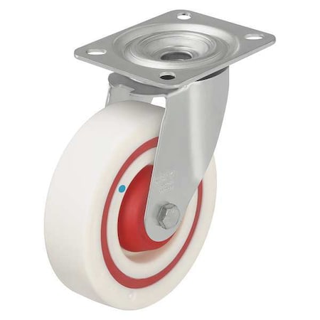 Zoro Select Swivel Plate Caster, Nylon, 5 in., 330 lb, Whte LE-POW 125KF