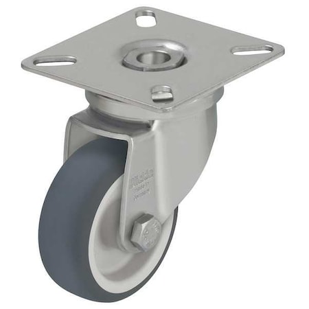 Zoro Select Swivel Plate Caster, Therm Rubber, 2 in, 110 lb LPXA-TPA 50G