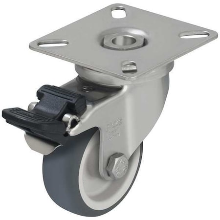 Zoro Select Swivel Plate Caster, Therm Rubber, 2 in., 110 lb. LPXA-TPA 50G-FI