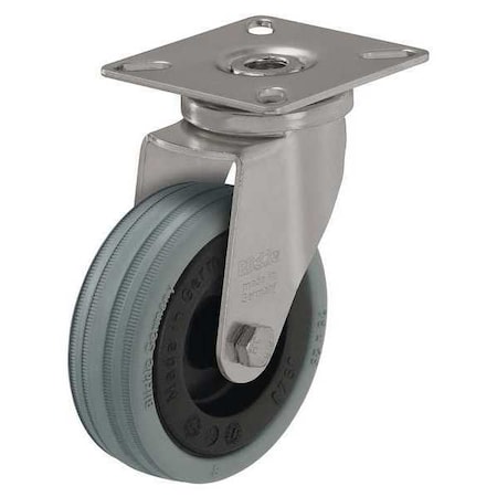 Zoro Select Swivel Plate Caster, Rubber, 3 in., 165 lb. LPXA-VPA 75G