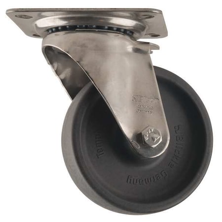 Zoro Select Swivel Plate Caster, Glass Nylon, 4 in, 330 lb, Gry LIX-POHI 100G