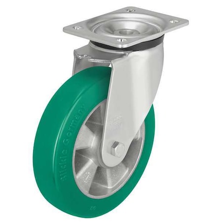 Blickle Swivel Plate Caster, PU, 4", 660 lb., Caster Wheel/Tread Material: Aluminum/Polyurethane Elastomer LK-ALST 100K-14