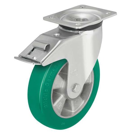 Blickle Swivel Plate Caster, PU, 3-1/8", Brake, Caster Load Rating Range: Heavy-Duty LK-ALST 82K-14-FI
