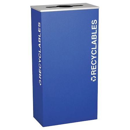 TOUGH GUY 17 gal Rectangular Recycling Bin, Open Top, Blue, Steel, 1 Openings 22N298