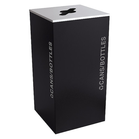 Tough Guy 36 gal Square Recycling Bin, Open Top, Black, Steel, 1 Openings 22N304