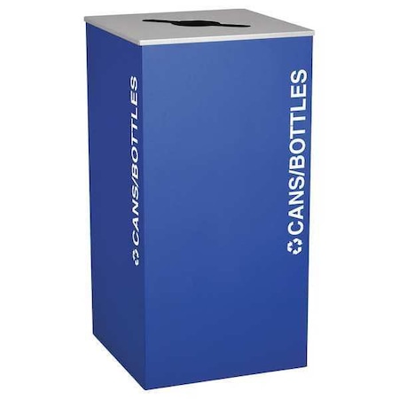 TOUGH GUY 36 gal Square Recycling Bin, Open Top, Blue, Steel, 1 Openings 22N307