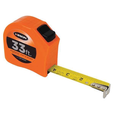 Keson 33 ft Engineer's Tape Measure, 1 in Blade PGT181033V