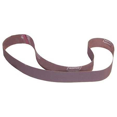 Norton Abrasives Sanding Belt, 2 in W, 72 in L, Coated, Aluminum Oxide, 100 Grit, Medium, R228 Metalite, Brown 78072723235