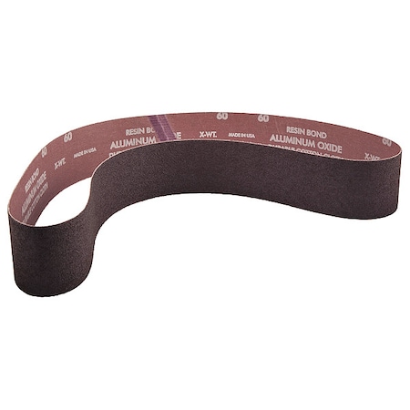 Norton Abrasives Sanding Belt, 2 1/2 in W, 48 in L, Coated, Aluminum Oxide, 60 Grit, Coarse, R228 Metalite, Brown 78072721525