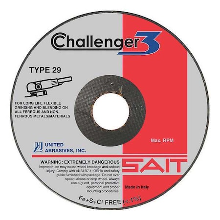 United Abrasives/Sait Depressed Center Grinding Wheel, Type 29, 4