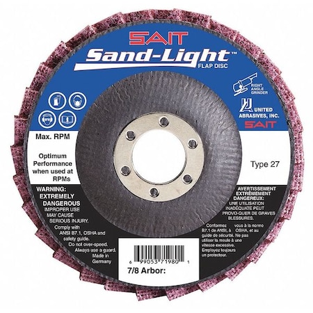 United Abrasives/Sait SAIT 71984 Sand-Light Flap Discs, 4-1/2" x 7/8", Very Fine (Blue) 71984